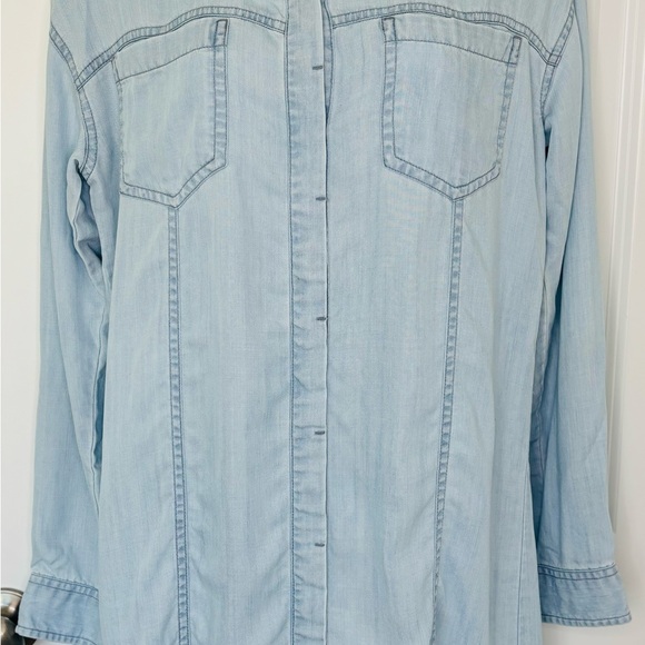 Prana Doryan Vintage Blue Chambray Shirt Dress Roll-Tab Sleeve Size Small $89 - Picture 4 of 13